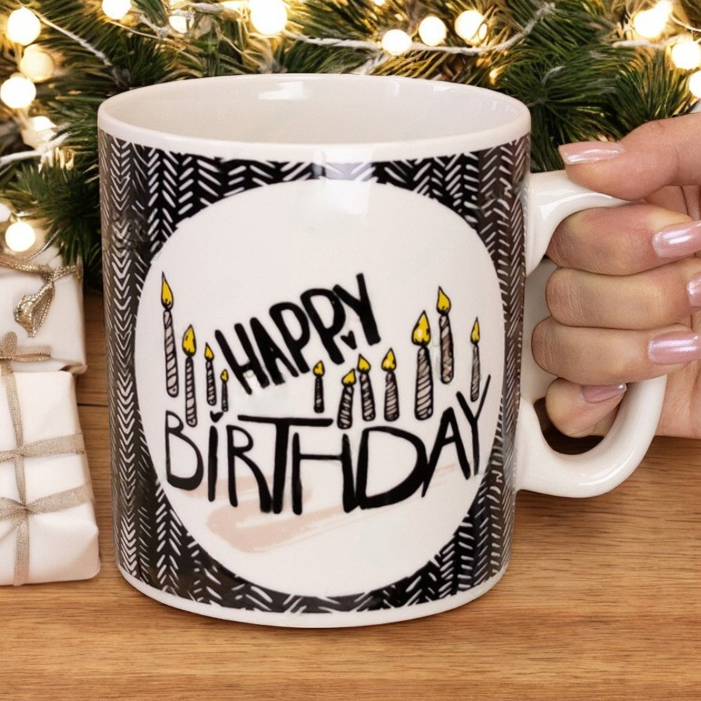 Велика керамічна кружка "Happy Birthday", 1 літр (Подарункова кружка гігант), фото 1