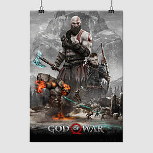 Плакат "Бог війни, Кратос і син, битва з гігантом, God Of War, GoW", 60×43см