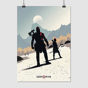 Плакат "Бог війни, Кратос та син, пустеля, God Of War, GoW", 60×43см