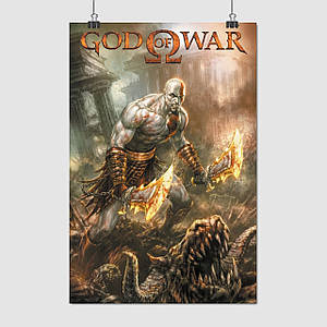 Плакат "Бог війни, Кратос з клинками, God Of War, GoW", 60×40см