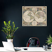 Плакат "Стародавня карта Землі, Earth Ancient Map", 49×60см, фото 3