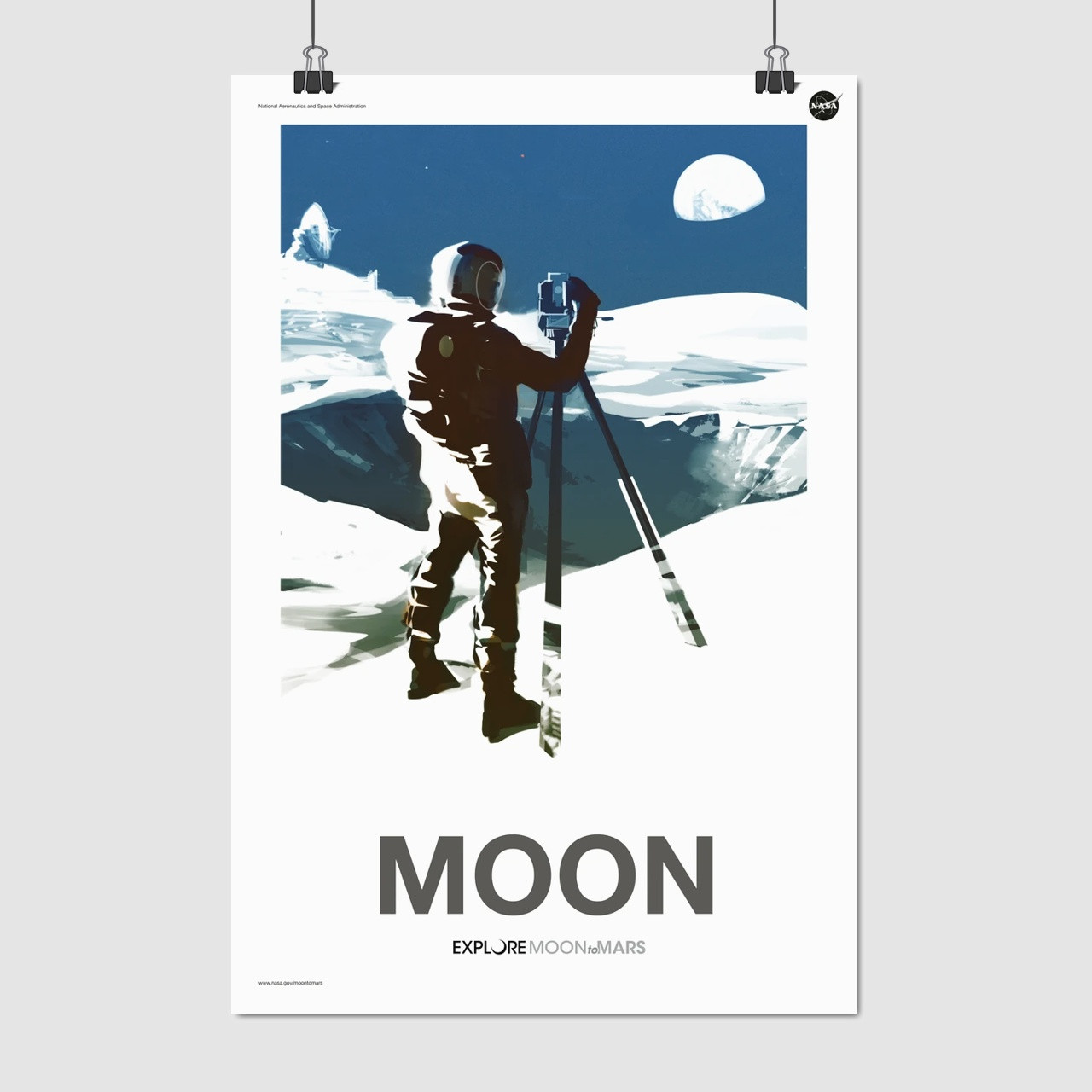 Плакат "Місяць-Марс, Moon, MoonToMars, NASA", 60×40см