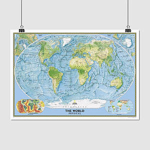 Плакат "Карта дна світового океану Землі", 42×60см