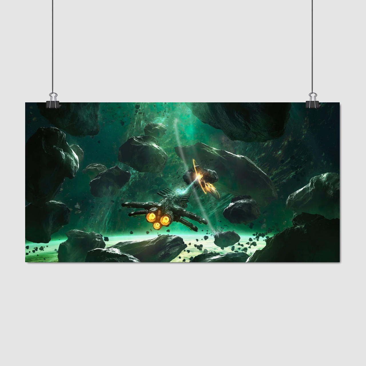 Плакат "Космічний корабель висаджує астероїд", 30×60см