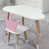 Дитячий стільчик "корона" з дерева 26.5х26х25см, стілець для дівчинки, білий з рожевим, фото 8