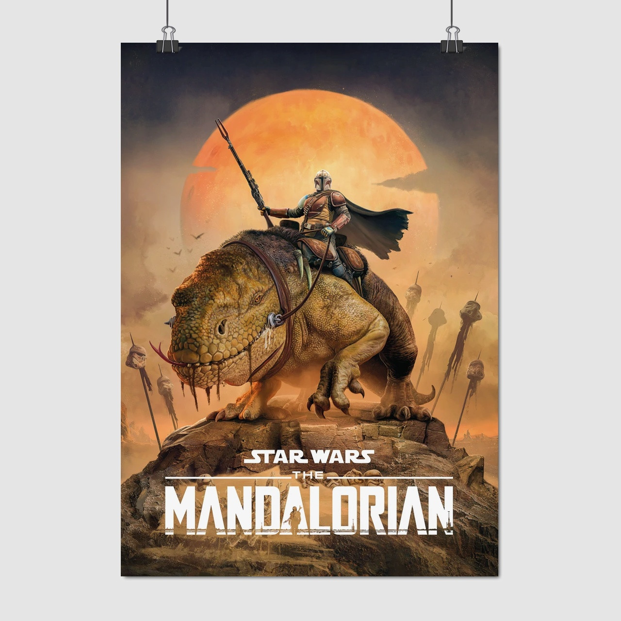 Плакат "Мандалорець Дін Джарін на блюрзі, Mandalorian, Star Wars", 60×43см