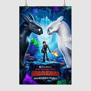 Плакат "Як приборкати дракона 3, Прихований світ, How to Train Your Dragon 3", 60×40см