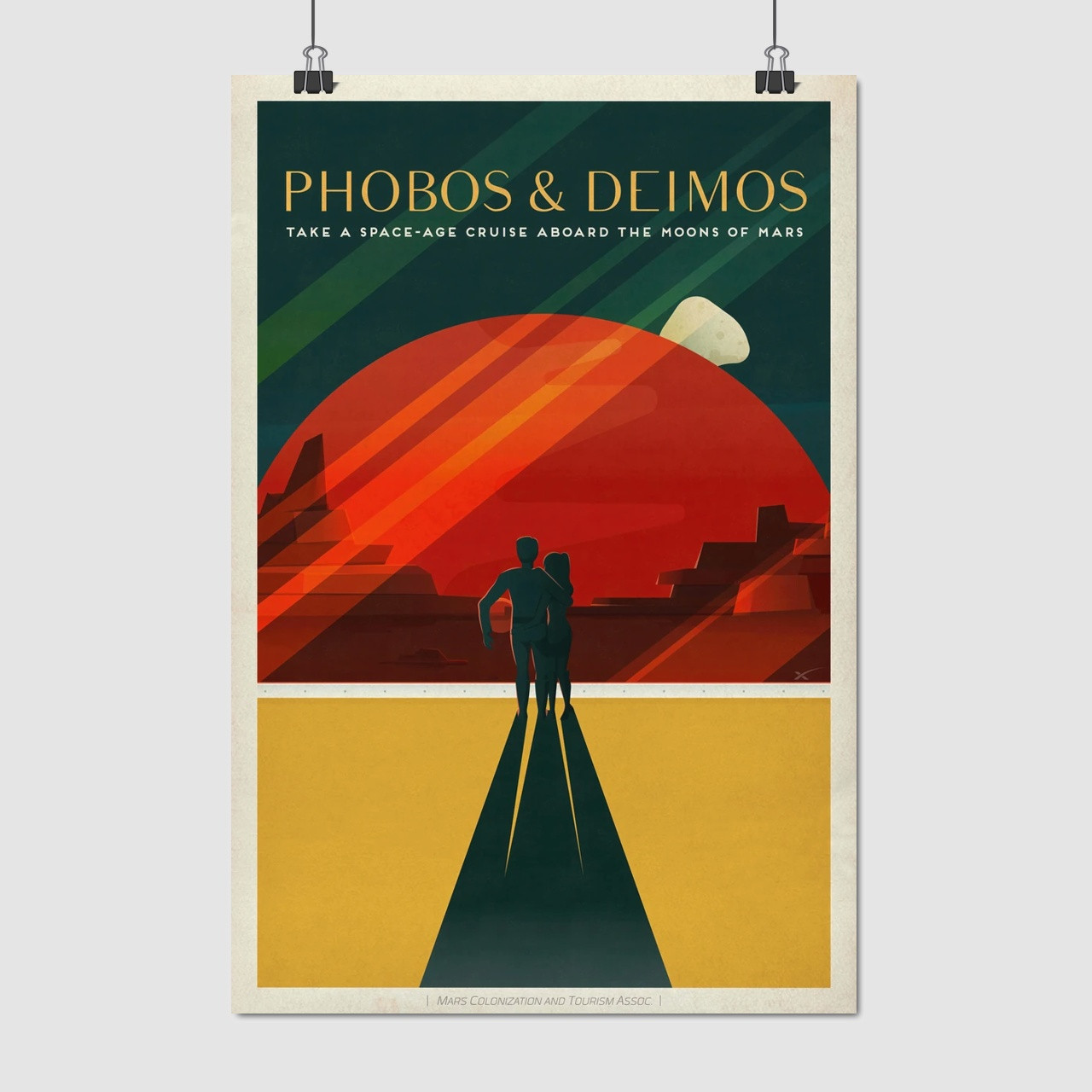 Плакат "Супутники Марса Фобос та Деймос, Mars, Phobos, Deimos", 60×40см