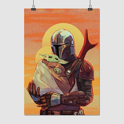 Плакат "Мандалорець, Зоряні Війни, Дін Джарін та Грогу, Mandalorian, Star Wars", 60×43см, фото 1