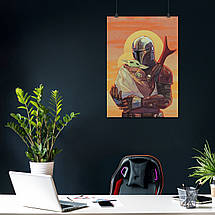 Плакат "Мандалорець, Зоряні Війни, Дін Джарін та Грогу, Mandalorian, Star Wars", 60×43см, фото 4