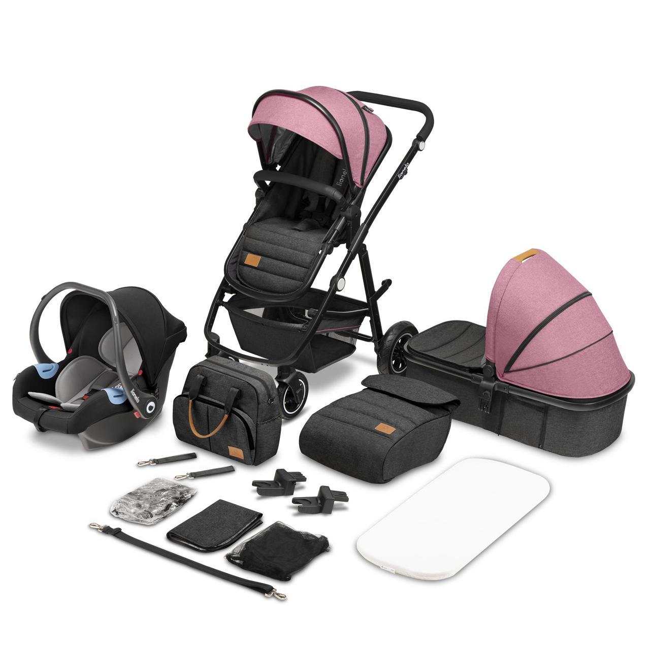 Універсальна коляска 3 в 1 Lionelo AMBER PINK ROSE