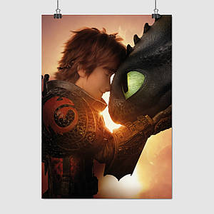 Плакат "Як приборкати дракона 3, Гикавка і Беззубик, How to Train Your Dragon 3 (2019)", 60×43см
