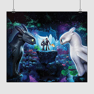 Плакат "Як приборкати дракона 3, Прихований світ, How to Train Your Dragon 3", 53×60см