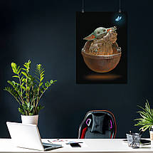 Плакат "Малюк Йода та і метелик, Грогу, Мандалорець, Baby Yoda, Mandalorian", 60×43см, фото 5
