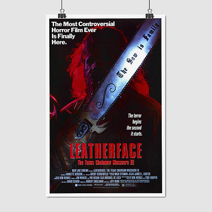 Плакат "Техаська різанина бензопилою 3, Texas Chainsaw Massacre, Leatherface (1990)", 60×39см, фото 1