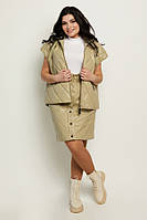 Стильний жіночій  подовжений демісезонний жилетз еко-шкіри ''Сіті''