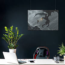 Плакат "Скайрім, Довакін атакує Алдуіна, Skyrim, The Elder Scrolls V, Alduin", 40×60см, фото 3
