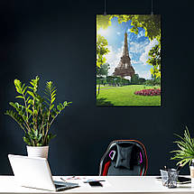 Плакат "Ейфелева Вежа та зелене листя, Париж, Paris, France", 60×43см, фото 3