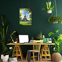 Плакат "Ейфелева Вежа та зелене листя, Париж, Paris, France", 60×43см, фото 5