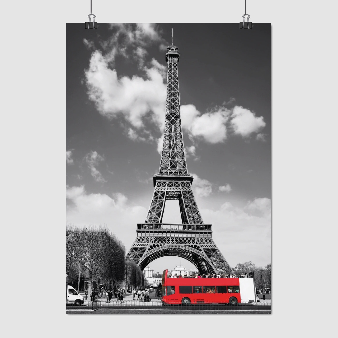 Плакат "Ейфелева Вежа та червоний автобус, Париж, Paris, France", 60×40см
