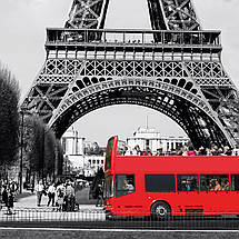 Плакат "Ейфелева Вежа та червоний автобус, Париж, Paris, France", 60×40см, фото 3