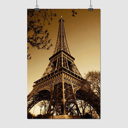 Плакат "Ейфелева Вежа на заході сонця, Париж, Paris, France", 60×40см, фото 1