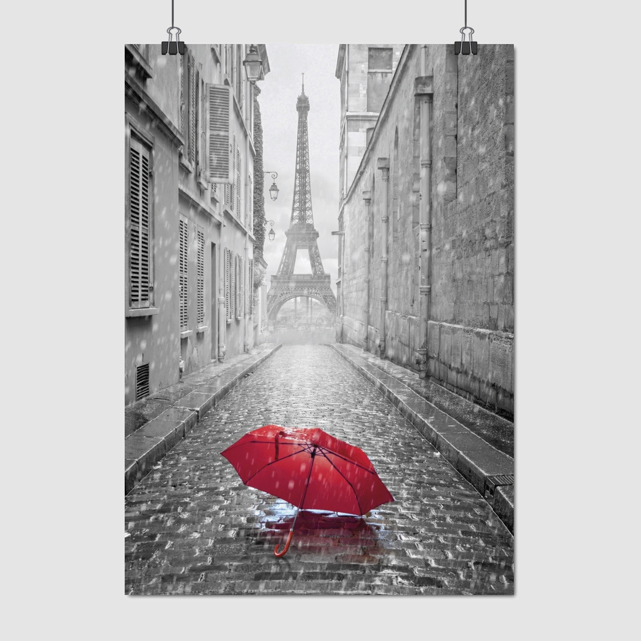 Плакат "Ейфелева Вежа та червона парасолька, Париж, Paris, France", 60×43см