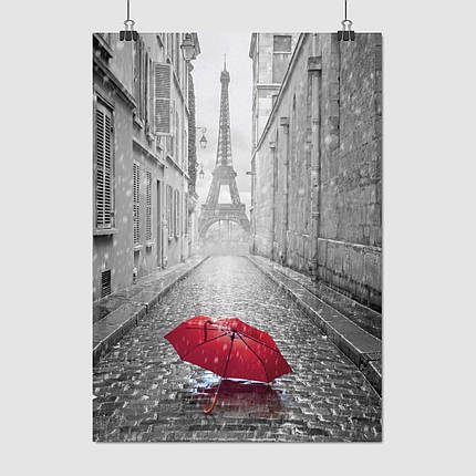 Плакат "Ейфелева Вежа та червона парасолька, Париж, Paris, France", 60×43см, фото 1