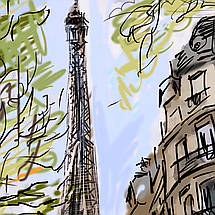 Плакат "Ейфелева Башта та паризька вулиця, Париж, Paris, France", 60×43см, фото 2