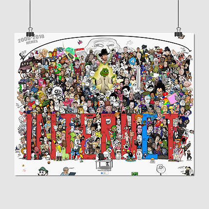 Плакат "Меми Інтернету 2006-2018, гумор, Internet Memes", 48×60см, фото 1