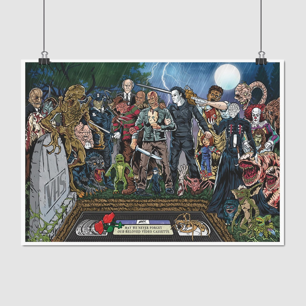 Плакат "Смерть відеокасети, жахи, The Death of VHS, Horror", 43×60см