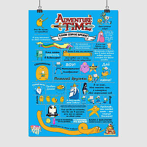Плакат "Час Пригод, фрази, Adventure Time", 60×43см