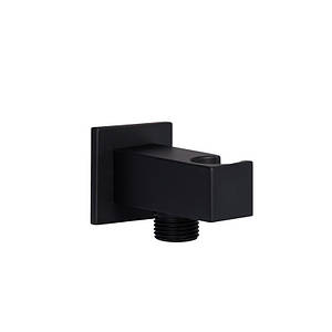 Qtap Spojeni Під'єднання з тримачем для шланга Matt Black, прямокутне QTCRBBH025