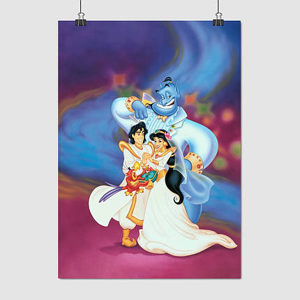 Плакат "Аладдін, Жасмін, Яго та Джин, Aladdin (1992)", 60×43см, фото 1