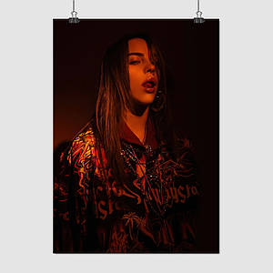Плакат "Біллі Айліш, коричневий фон, Billie Eilish", 60×43см