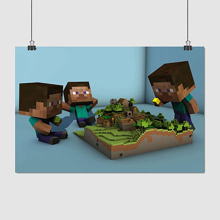 Плакат "Майнкрафт, крафт втрьох, Minecraft", 43×60см, фото 1