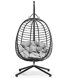 Підвісне садове крісло гойдалка (кокон / гніздо) SAN VITO з м'якою подушкою, Чорний