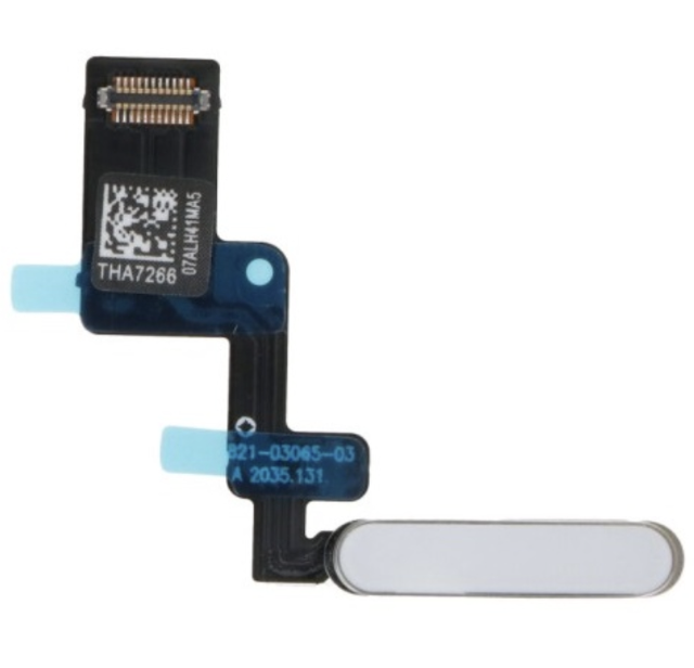 Шлейф для iPad Air 4 2020, з кнопкою вмикання, з сканером відбитка пальця білого кольору, Silver