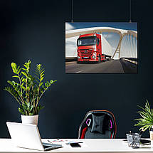 Плакат "Вантажівка Мерседес червона на мосту, Mercedes", 43×60см, фото 3