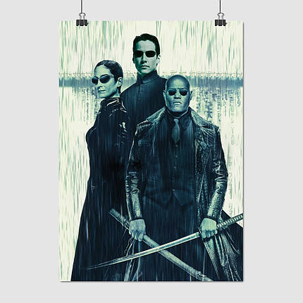 Плакат "Матриця, Нео, Трініті, Морфеус з клинками, Matrix", 60×43см, фото 1