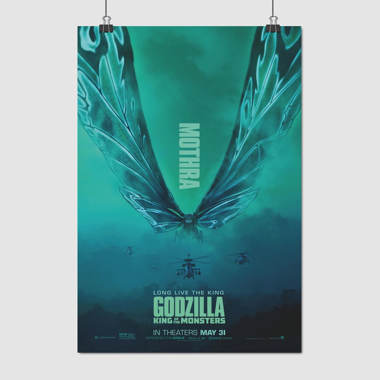 Плакат "Ґодзілла, кайдзю Мотра, Mothra, Godzilla 2 (2019)", 60×41см