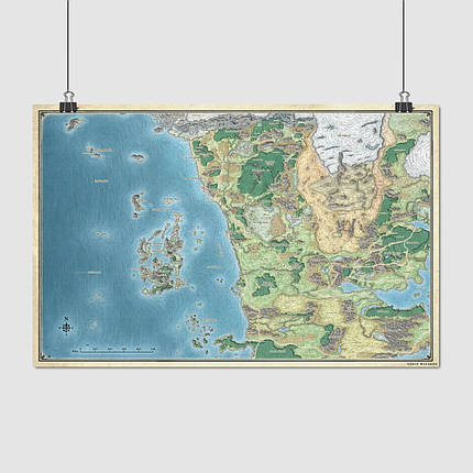 Плакат "Узбережжя Мечів, Фаєрун, Забуті Королівства, Dungeon&Dragons, Faerun", 39×60см, фото 1