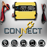 Автомобільний інвертор 12V 220V CHY300W Перетворювач напруги з прикурювачем та клемами USB Type-C