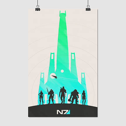 Плакат "Ефект маси, мінімалістичний, Mass Effect", 60×38см, фото 1