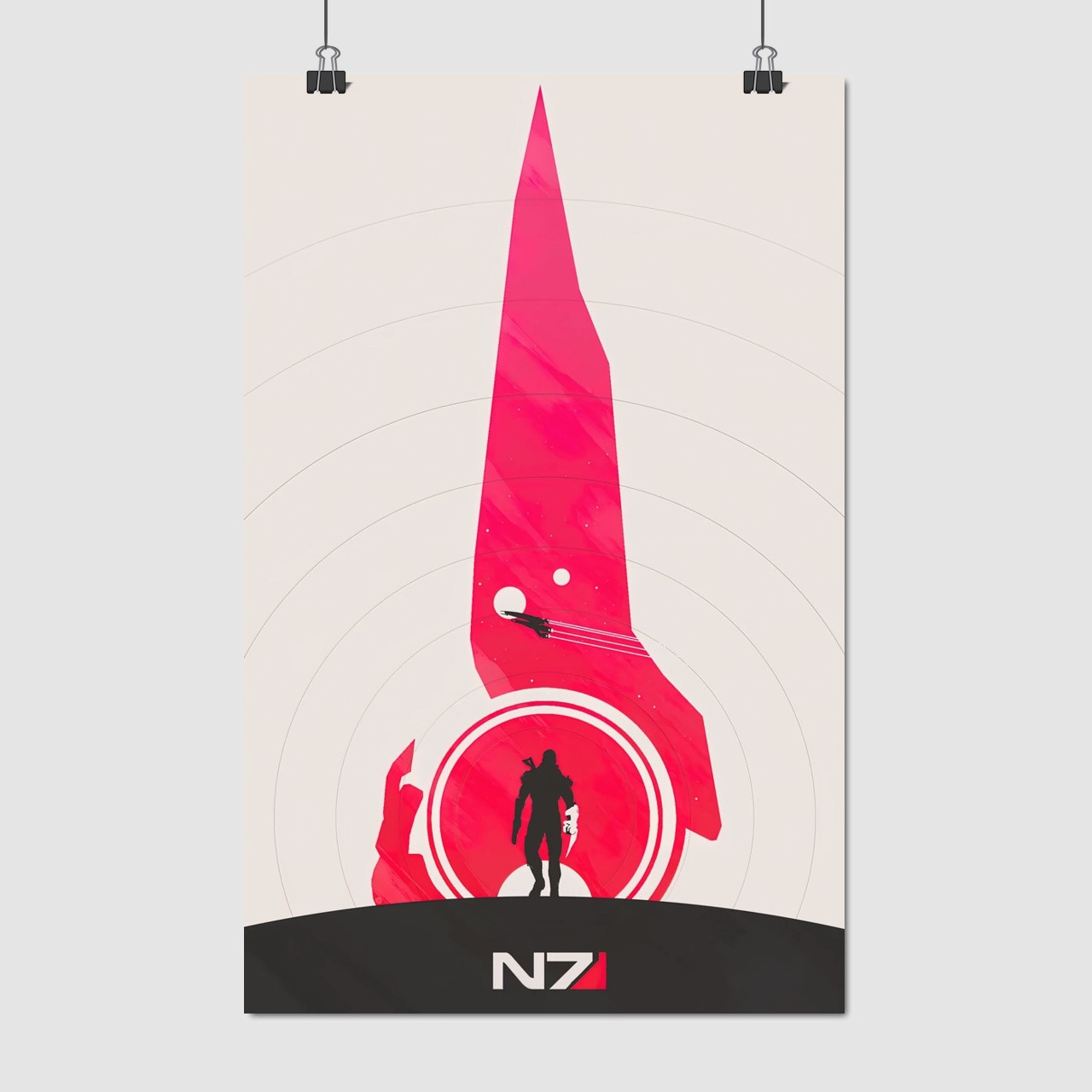 Плакат "Ефект маси, Шепард, мінімалістичний, Mass Effect", 60×38см