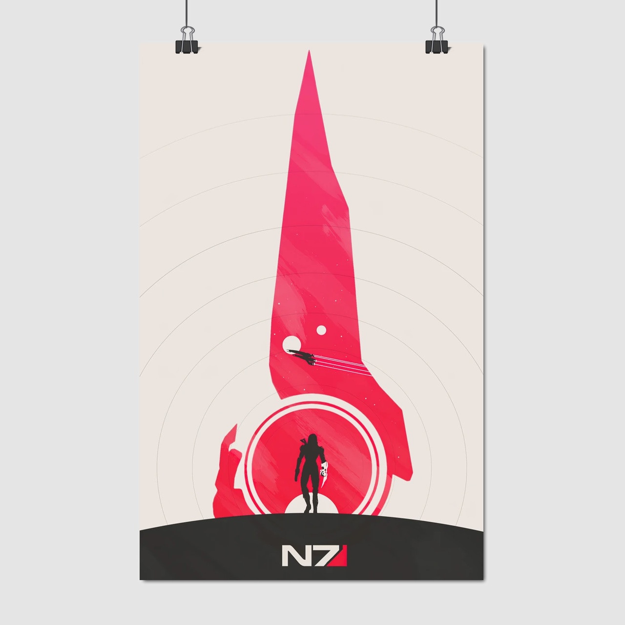 Плакат "Ефект маси, Шепард (female), мінімалістичний, Mass Effect", 60×38см