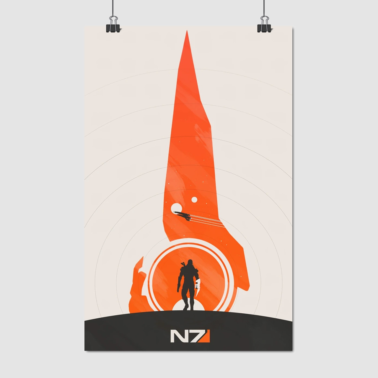 Плакат "Ефект маси, Шепард, мінімалістичний, Mass Effect", 60×38см