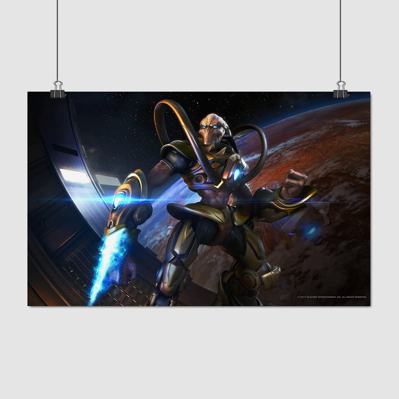 Плакат "Протос на фоні планети, Старкрафт, StarCraft", 38×60см