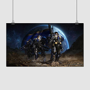 Плакат "Три космодесантники теранів, Старкрафт, StarCraft", 34×60см