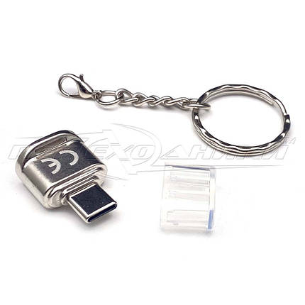Перехідник OTG micro SD на Type-C тато, срібло, фото 3